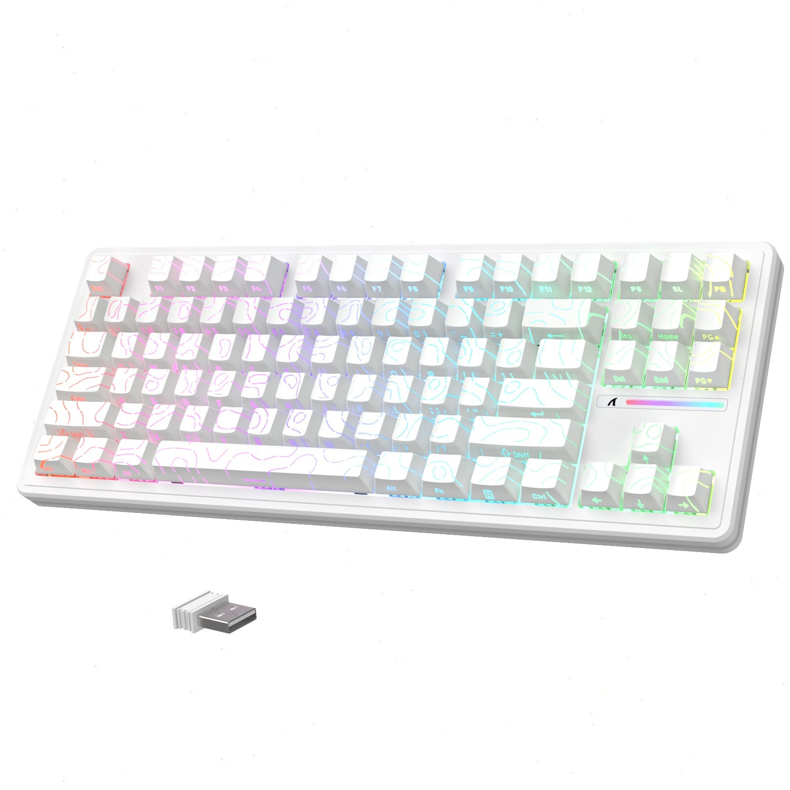 ATTACK SHARK M87PRO Wireless Mechanical Keyboard Side Printed PBT Keycaps White