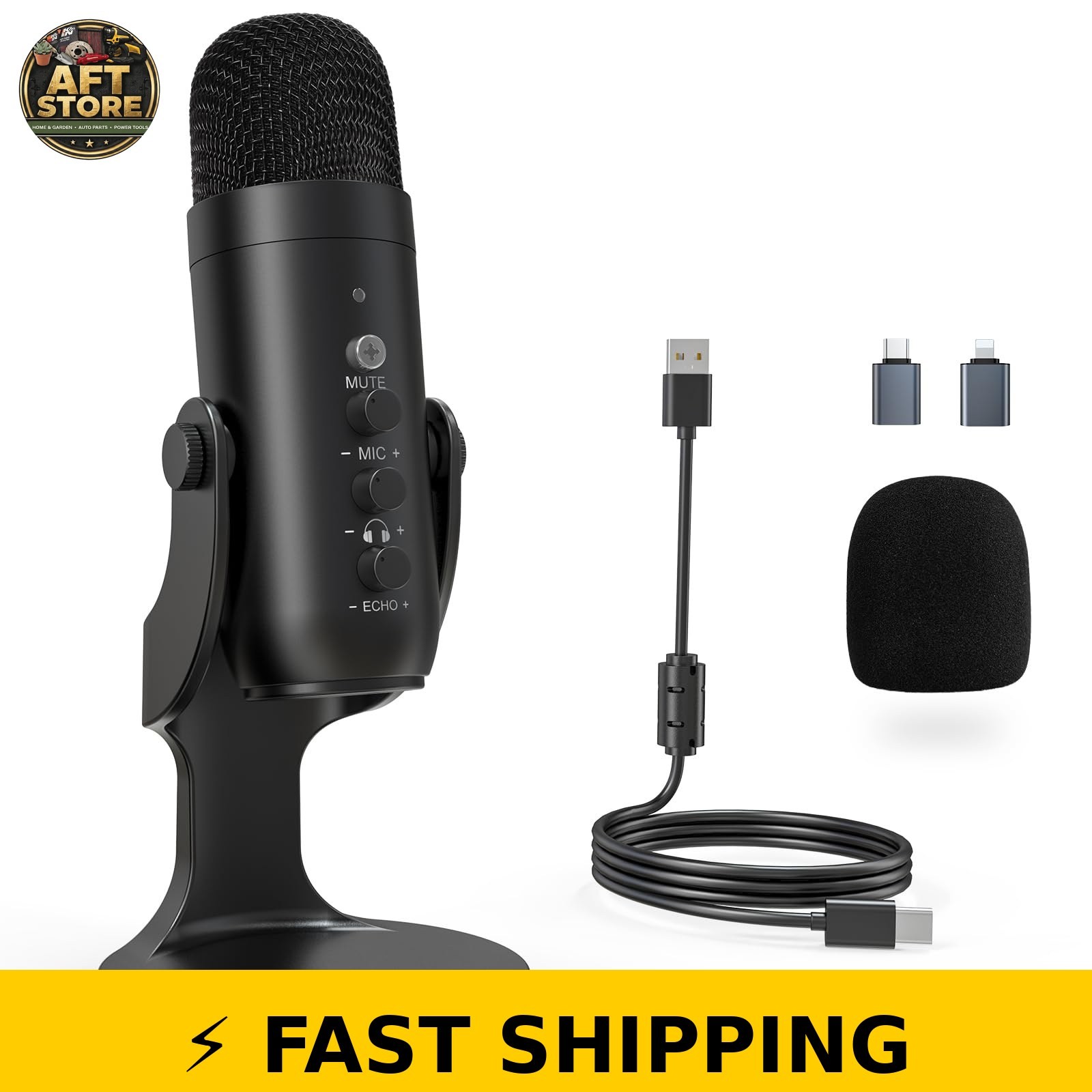 ZealSound K66 USB Podcast Microphone - Noise Cancellation & Gain Control