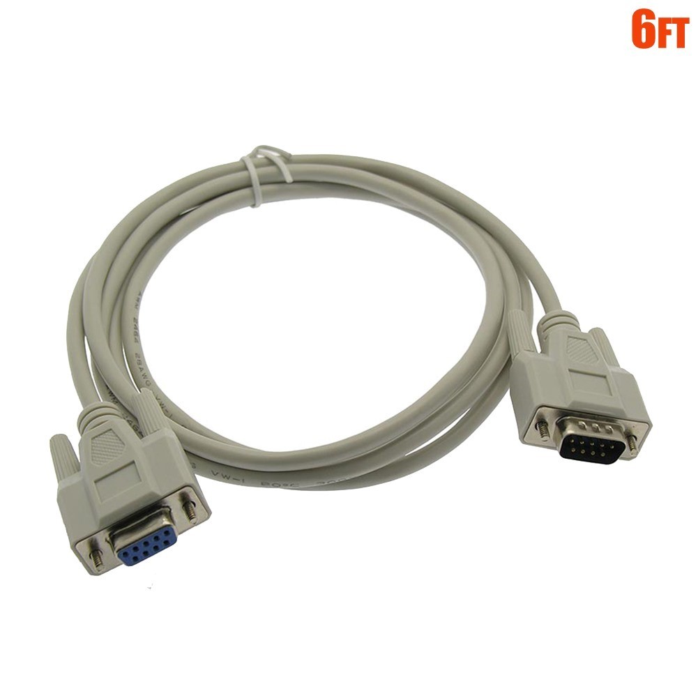 6FT DB9 9 Pin D-SUB RS232 Serial Port Male to Female Extension Cable Cord PC