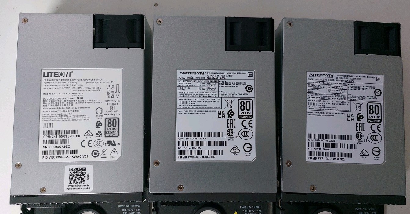 PWR-C5-1KWAC Cisco C9200L Catalyst 24-48 Port PoE+ 4x1G Uplink