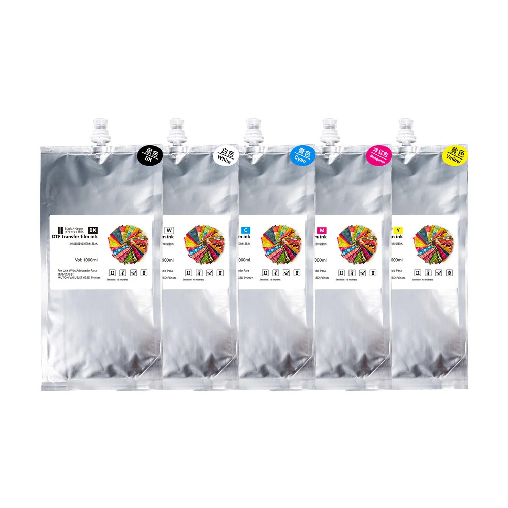 1000ml/Bag DTF Textile ink Bag for Mutoh Valuejet 628D Printer 5color