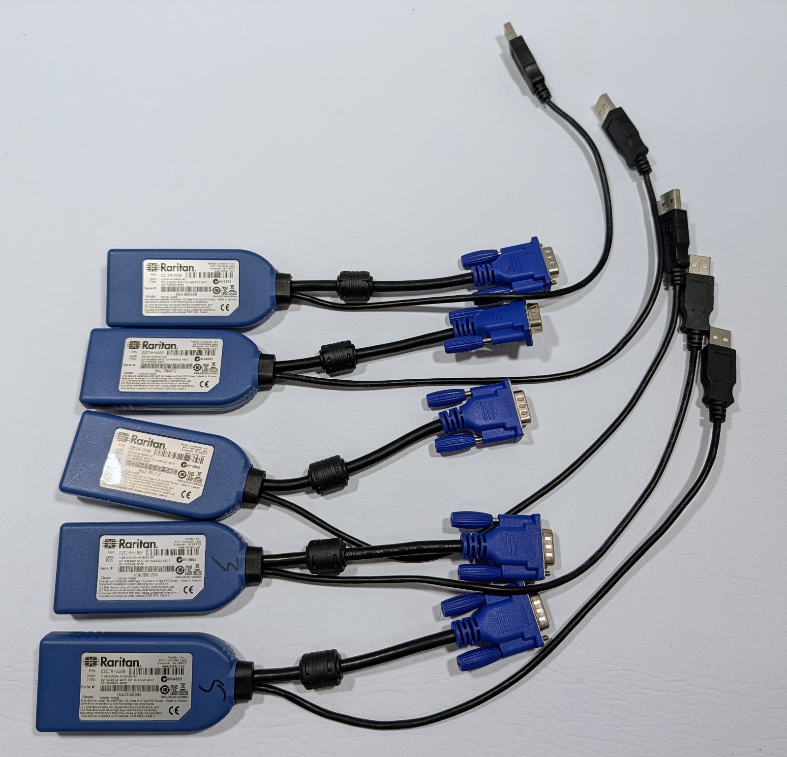 Lot of 5 Raritan Dominion D2CIM-VUSB Virtual Media KVM Interface Modules VGA USB