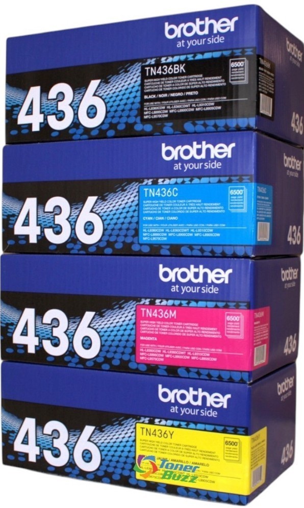 Brother TN-436 Toner Set Black Cyan Magenta Yellow Genuine OEM High Yield 4-Pack
