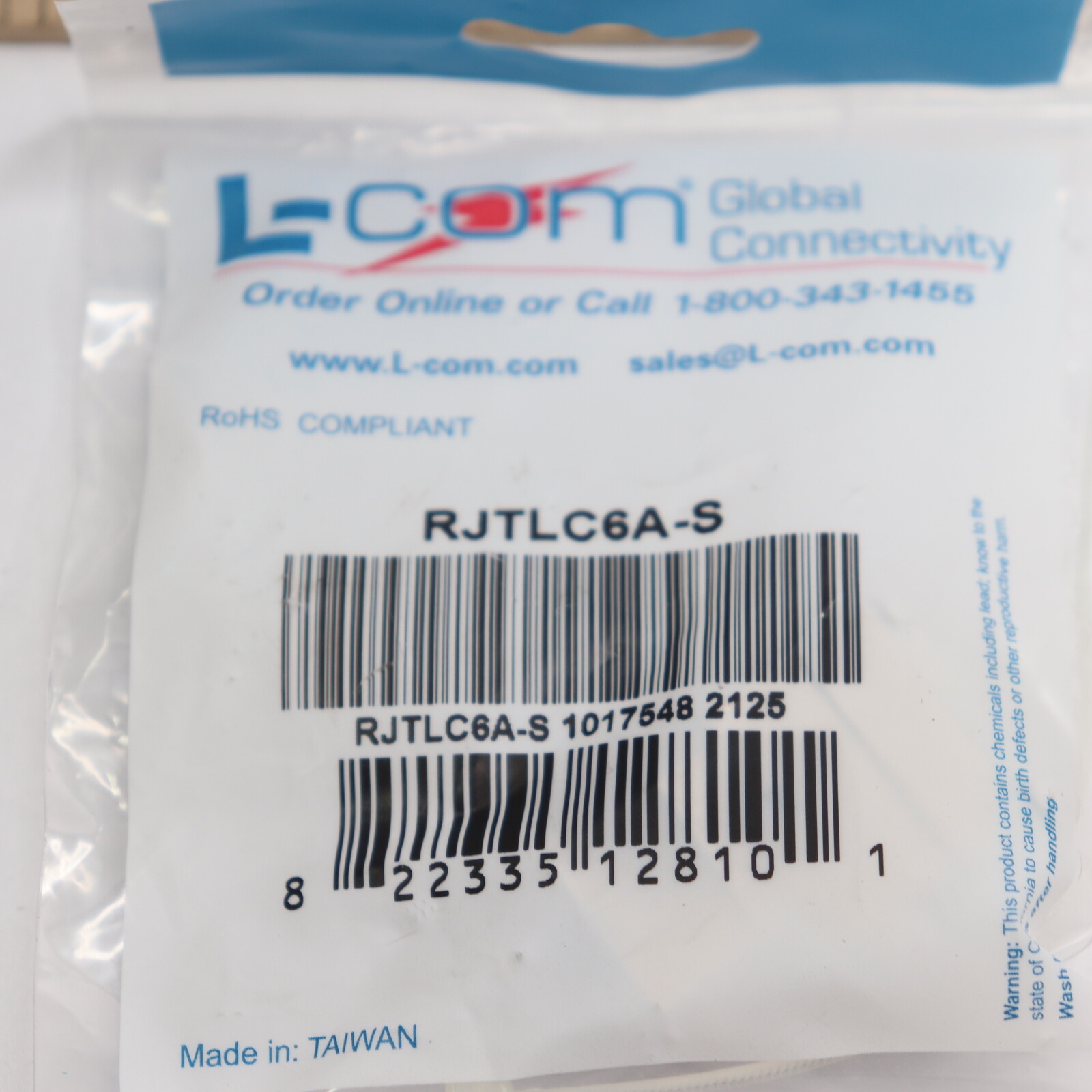 L-com Global Connectivity Straight Ethernet Connector RJ45 Jack Cat 6A RJTLC6A-S