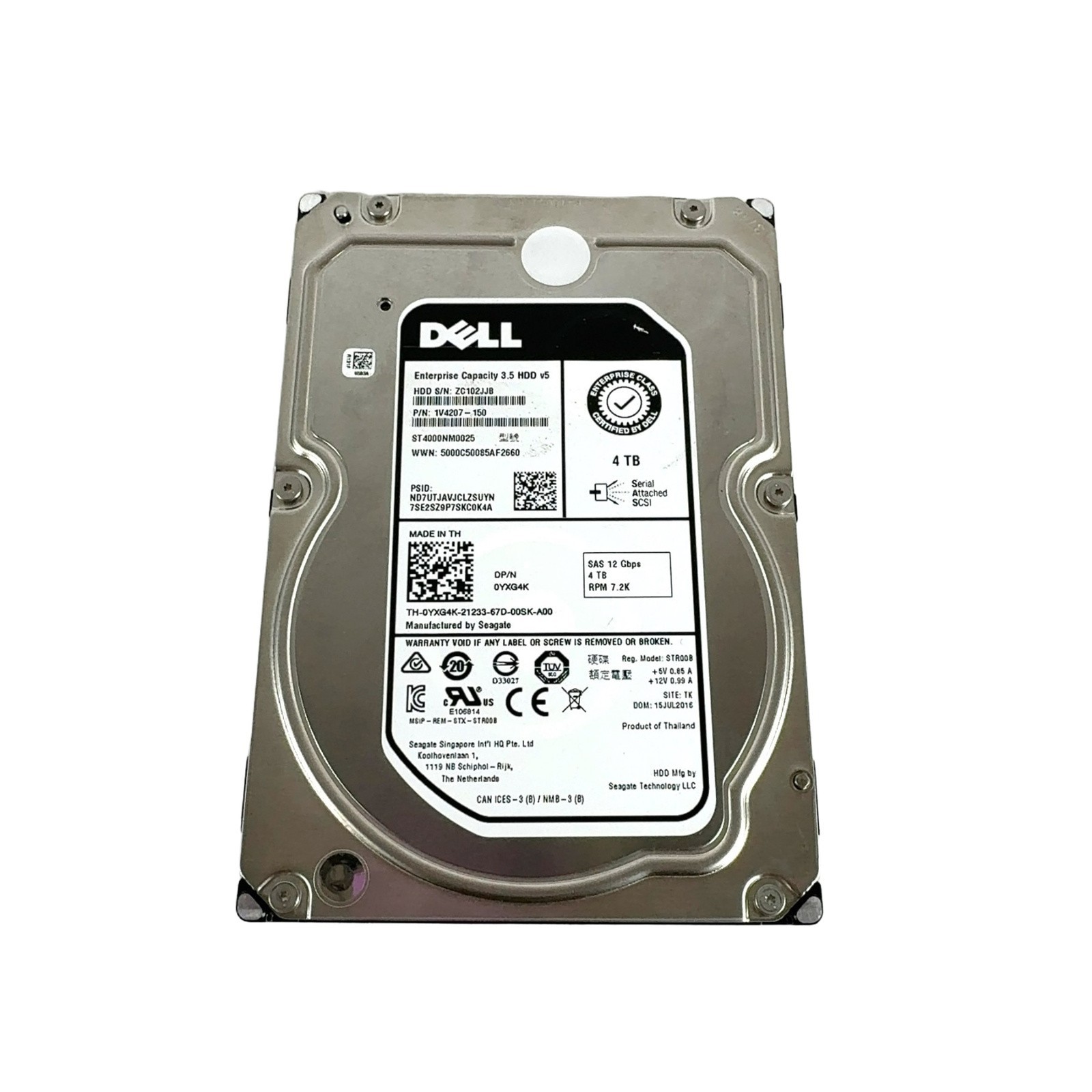 YXG4K Dell Seagate ST4000NM0025 4TB 7.2k 3.5* SAS 12Gbps 0YXG4K R430 T430 R530