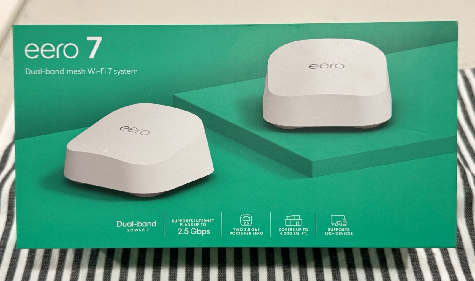 Amazon eero 7 Dual-Band Mesh Wi-Fi 7 System (2-Pack), Up to 2.5Gbps, 4,000 sq.ft