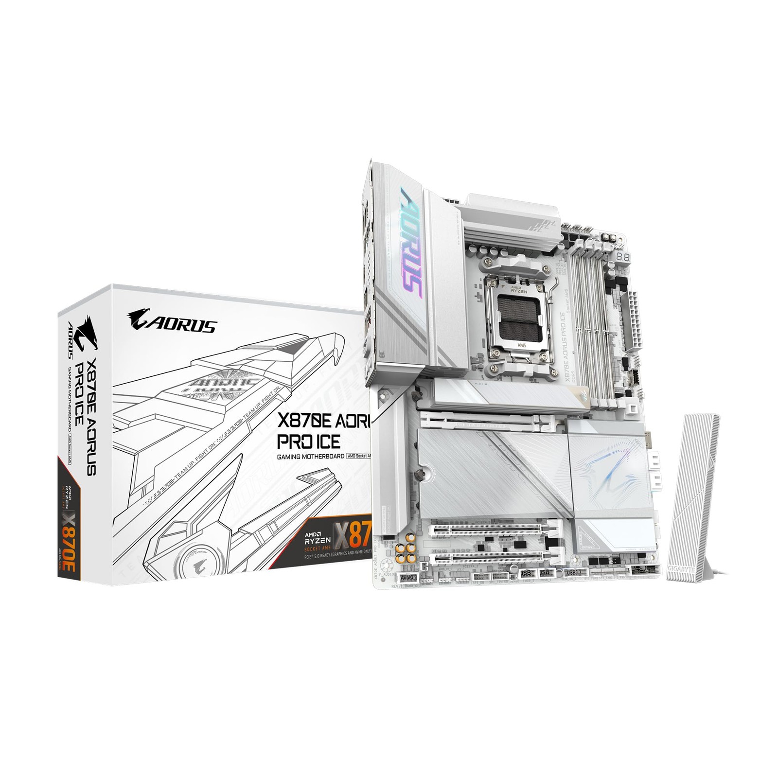 GIGABYTE X870E AORUS PRO ICE AMD AM5 LGA 1718 Motherboard, ATX, DDR5, 4X M.2