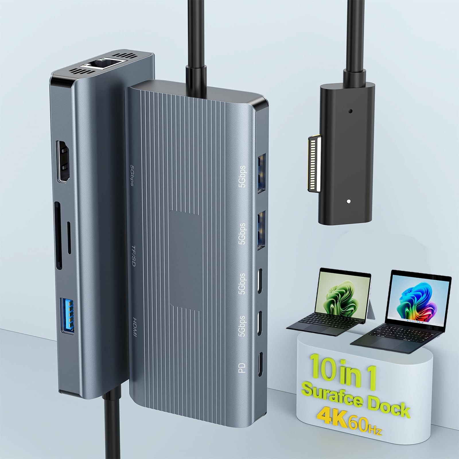 10-in-1 Docking Station, 4K HDMI Ethernet Hub for Surface Devices