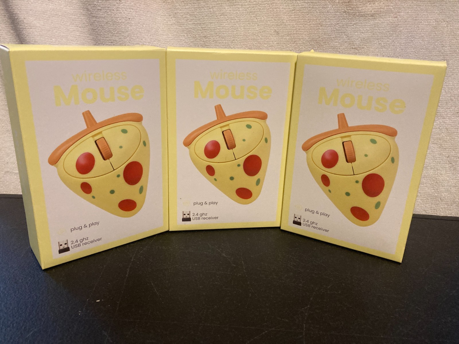 Lot of 3 Vivitar Pizza Slice Wireless Mouse For Kids Plug & Play 2.4 Ghz USB NEW