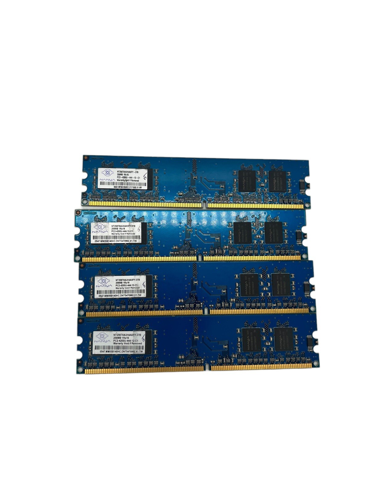 4x NANYA 256MB 1Rx16 PC2-4200U-444-12-C1, NT256T64UH4A0FY-37B Desktop Memory