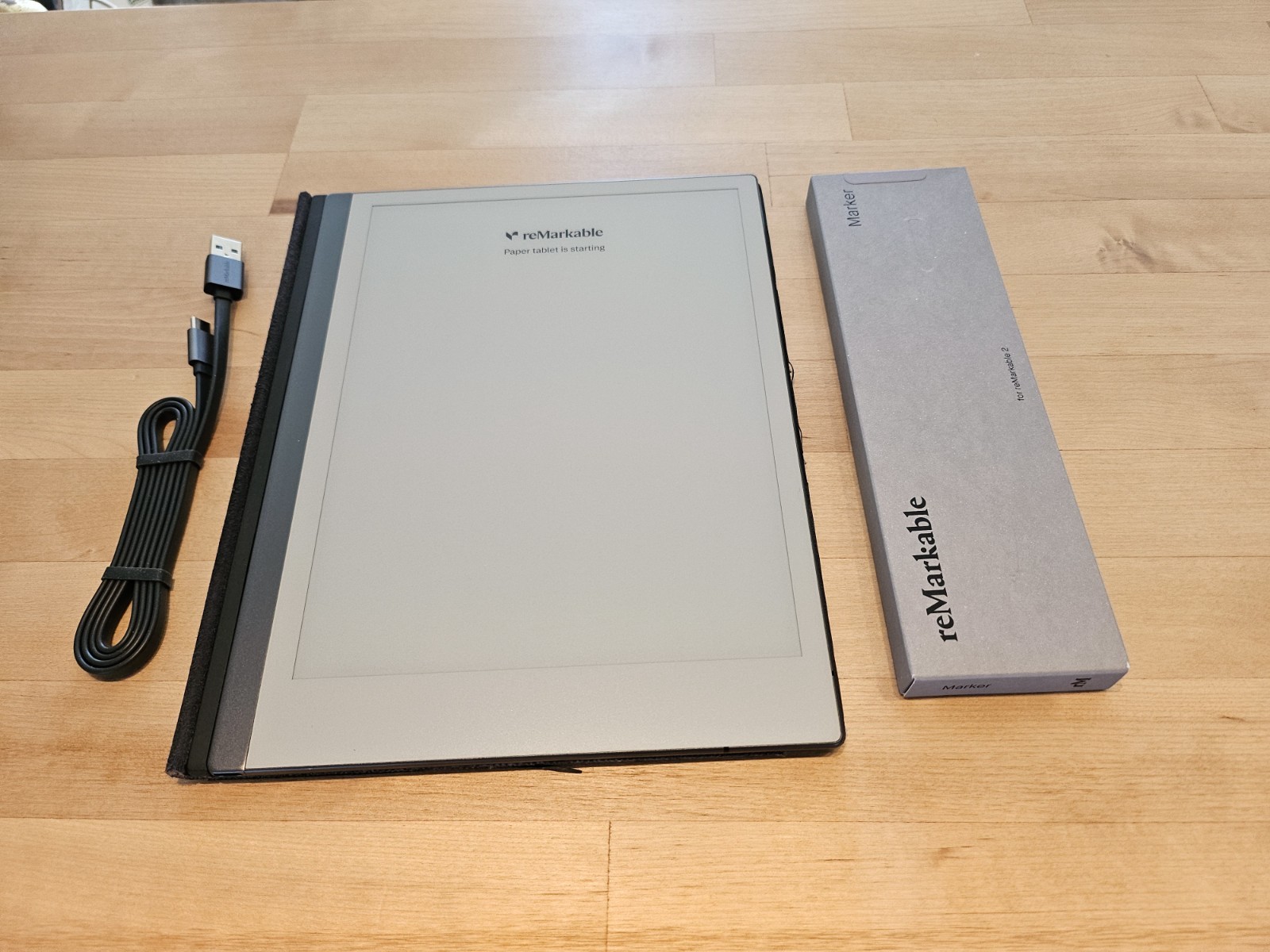 reMarkable 2 Paper Tablet with Gray Polymer Weave Folio and Marker - READ