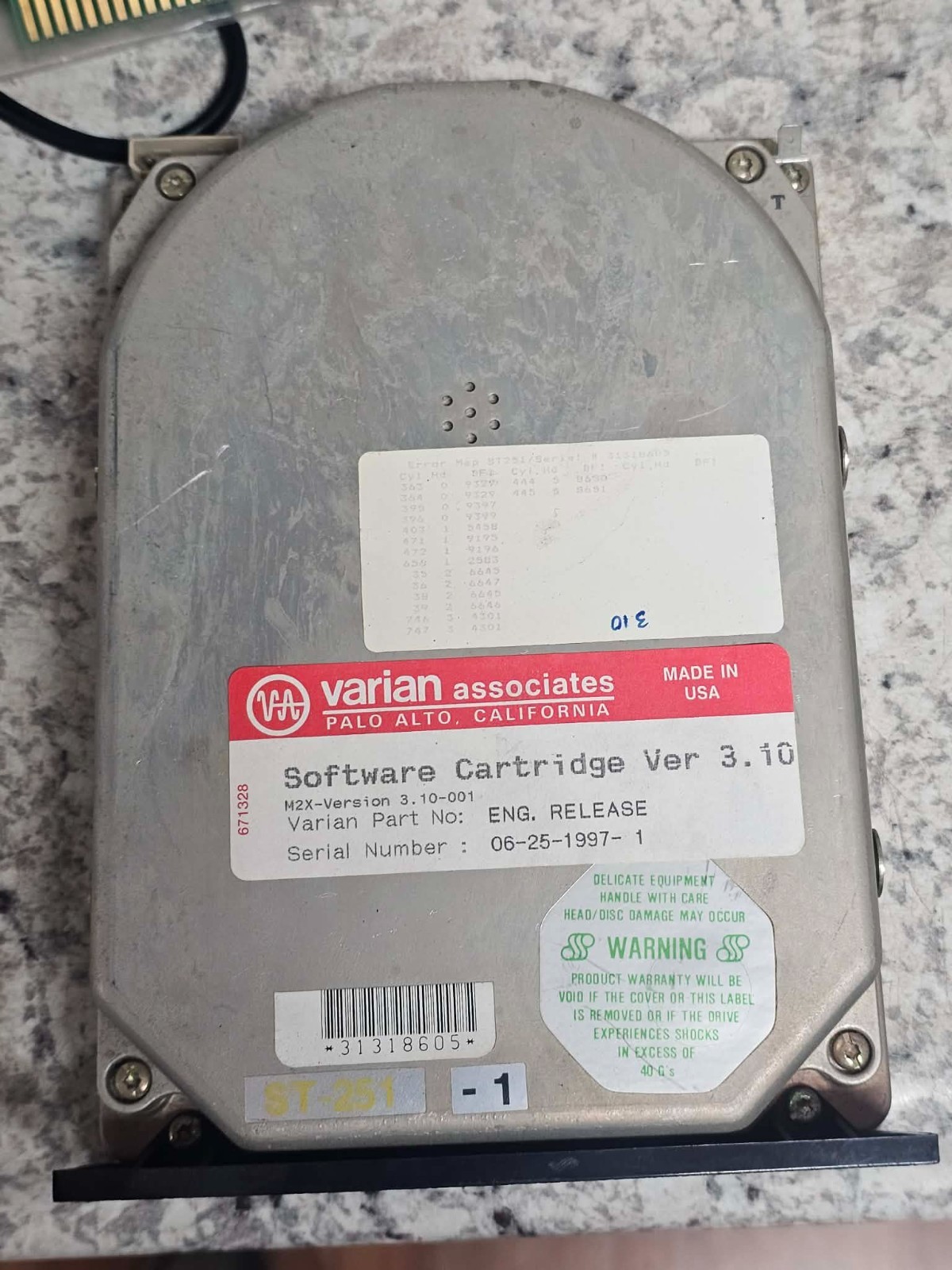 Vintage Seagate ST-251 5.25" MFM Varian Palo Software Cartridge Eng. Release 3.1
