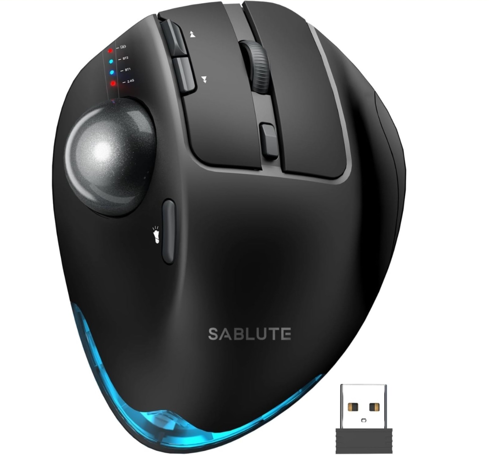 SABLUTE MA M1pro Ergonomic Adjustable DPI Wireless Trackball Mouse Black
