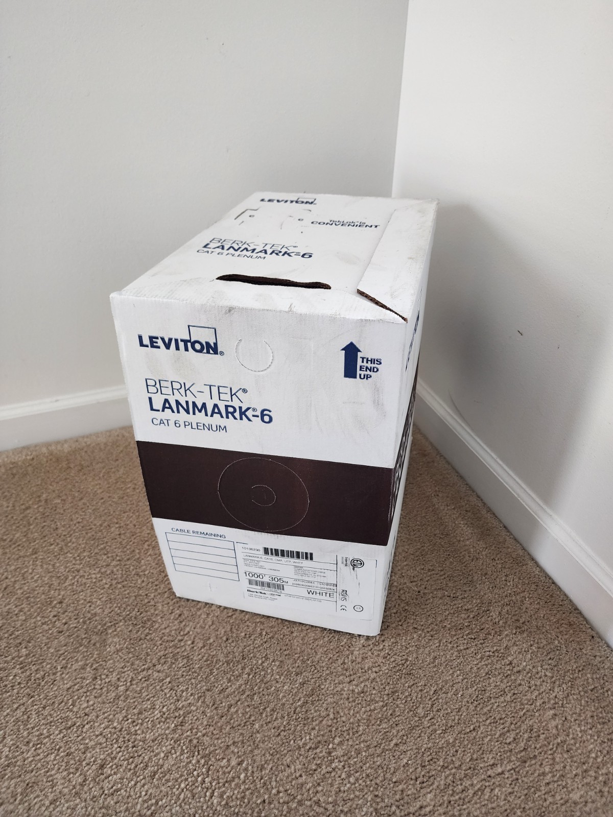 Berk-Tek LANmark-6 Cat 6 Plenum 1000' (white)