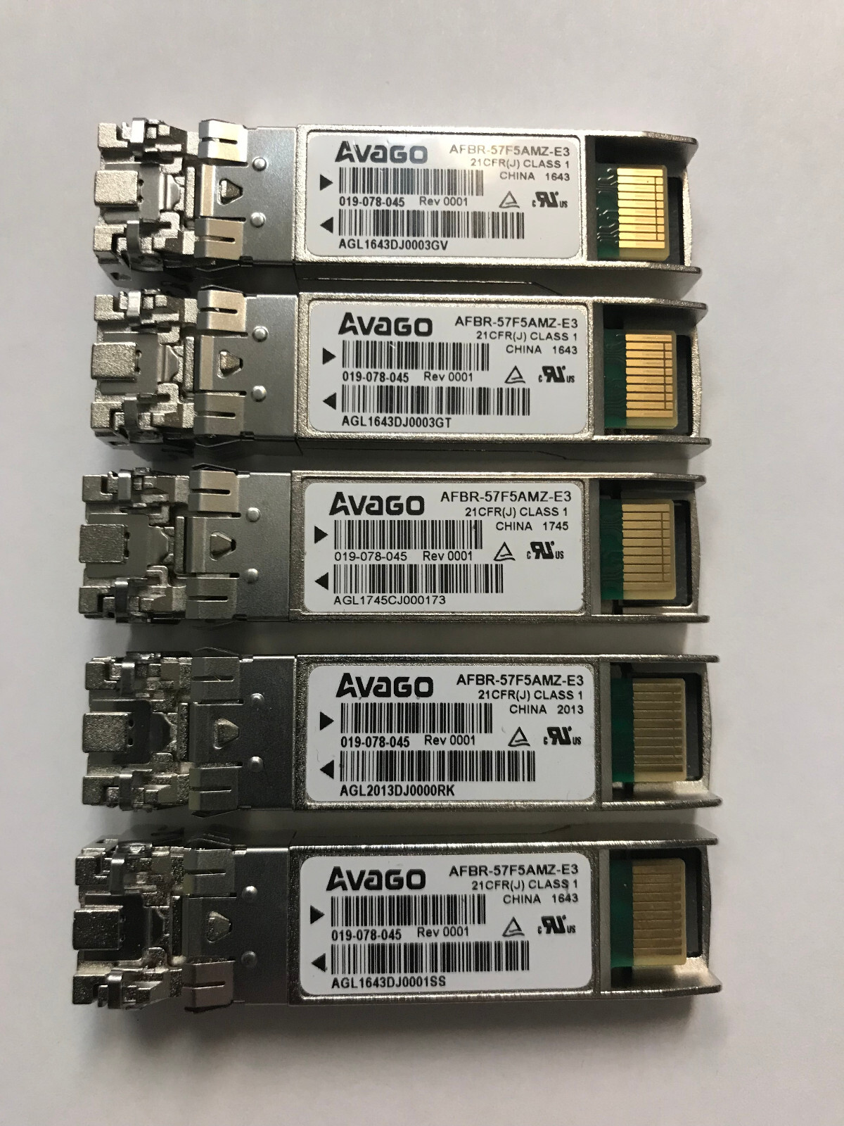 Avago AFBR-57F5AMZ-E3 16Gb FC Multirate 850nm SFP+ SW, EMC 019-078-045