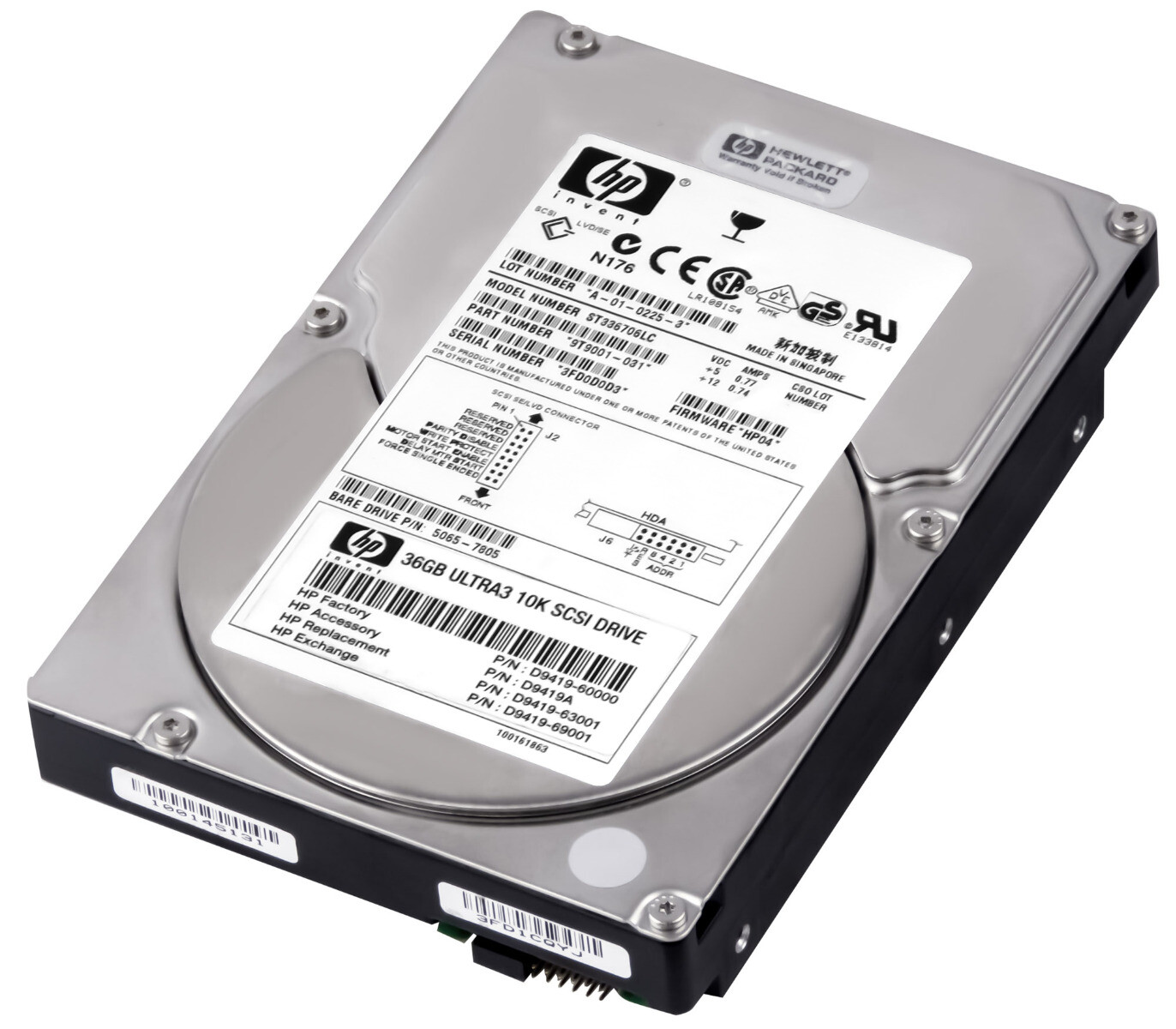 HARD DRIVE HP D9419A D9419-69001 ST336706LC 36GB 10K SCSI U160 3.5'' 