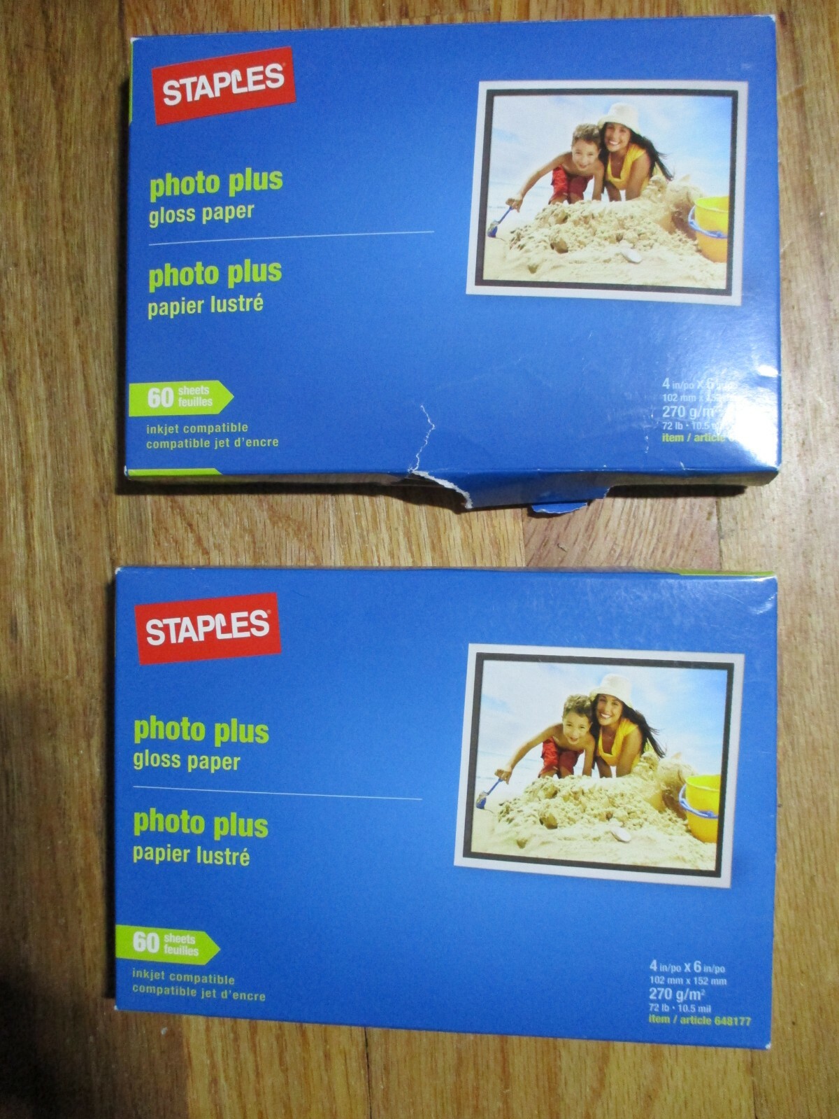 Lot of 2:  Staples Photo Plus Gloss 4x6 Inch Photo Paper 60 Sheets Each NEW