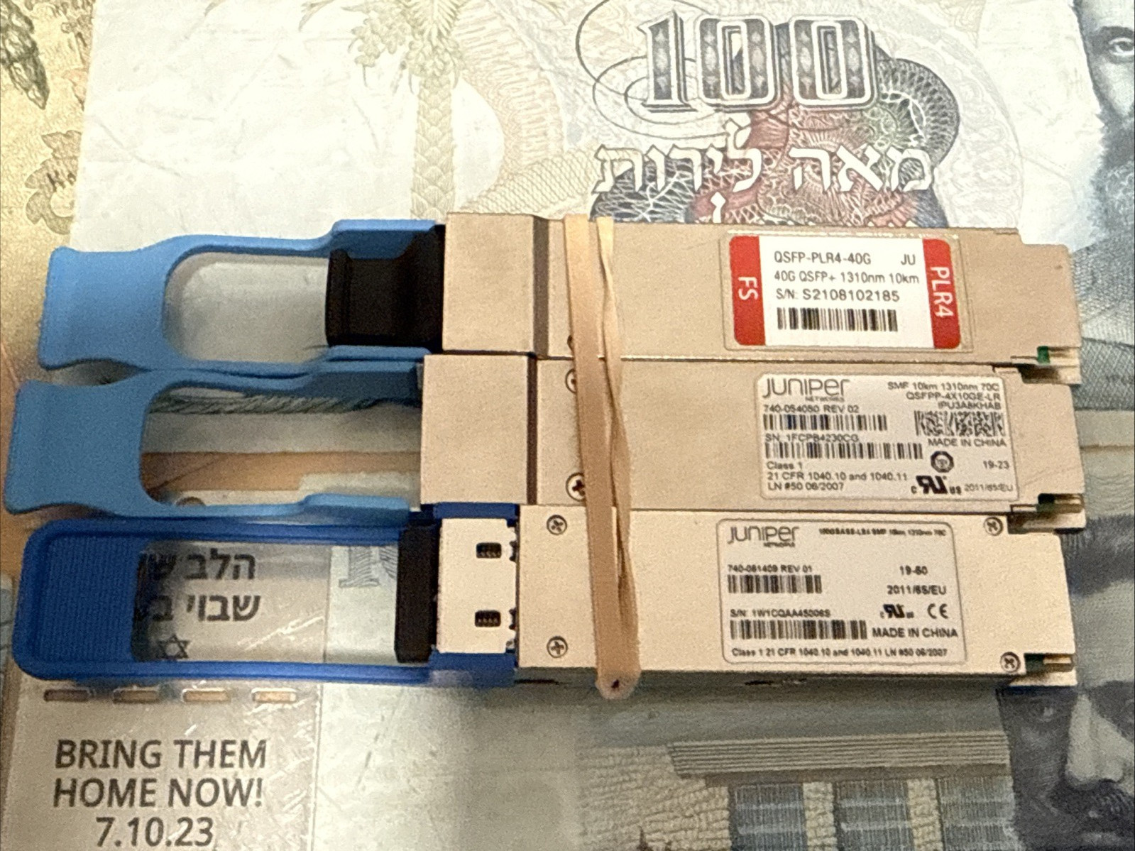 Mix Lot of 3 Juniper, FS  QSFP-100GBASE-LR4 SMF 10km 1310nm Transceivers