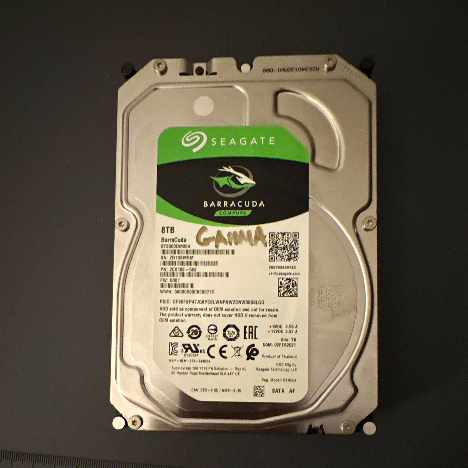 Seagate BarraCuda Compute 8TB 3.5in SATA III 6Gb/s 5400RPM SMART Passed