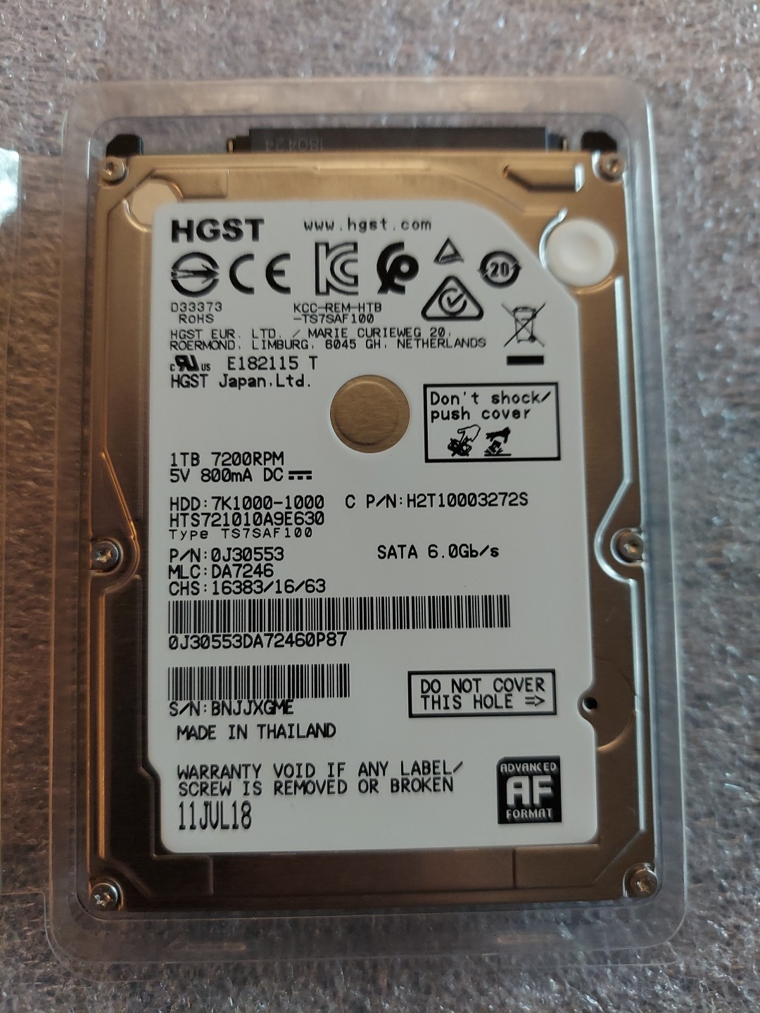 Tested GOOD HGST Hitachi 1TB 7200 RPM 2.5" SATA Hard Drive HDD H2T10003272S