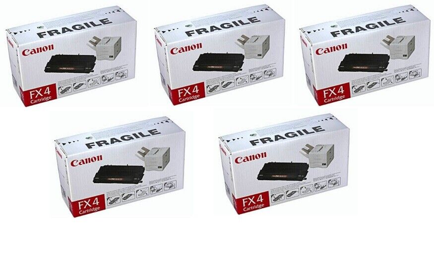 5 New Genuine Factory Sealed Canon FX4 Black Toner Cartridges FX-4