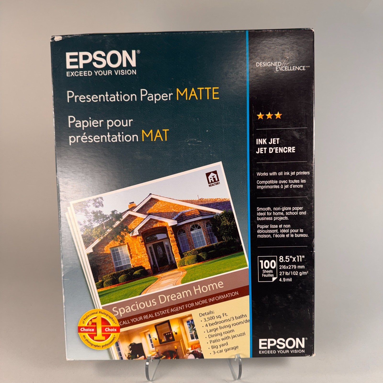 Epson Matte Presentation Paper | 27 lb | 8.5 x 11 in | S041062 | 100 sheet | NEW