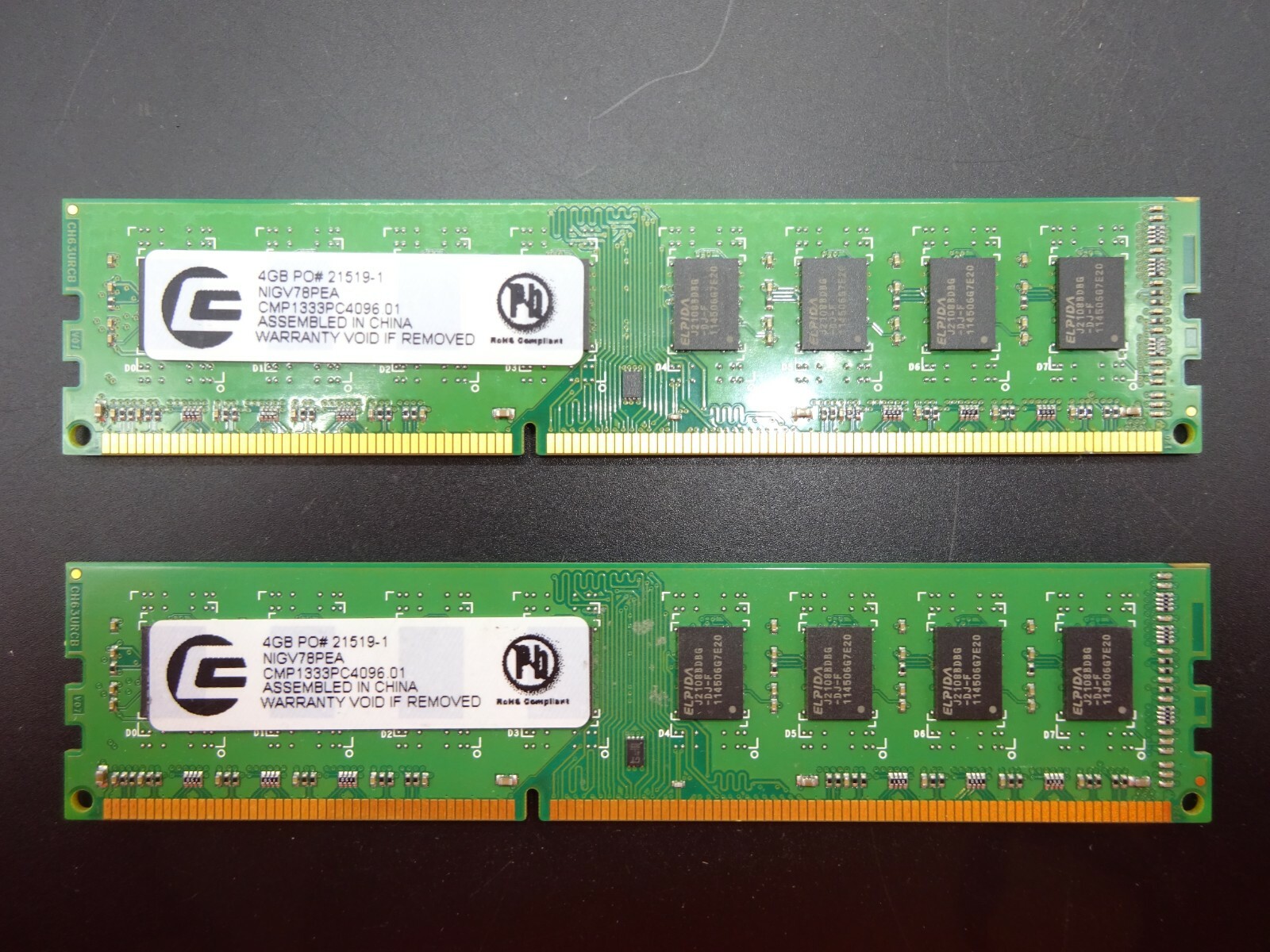 Centon 8GB (2x4GB) DDR3 CMP1333PC4096.01 NIGV78PEA 21519-1 #R917
