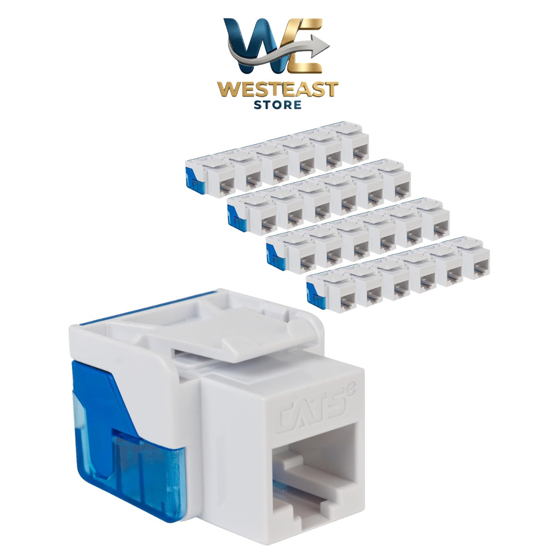 ICC CAT5e RJ45 Keystone Jack for EZ Style, White, 25-Pack