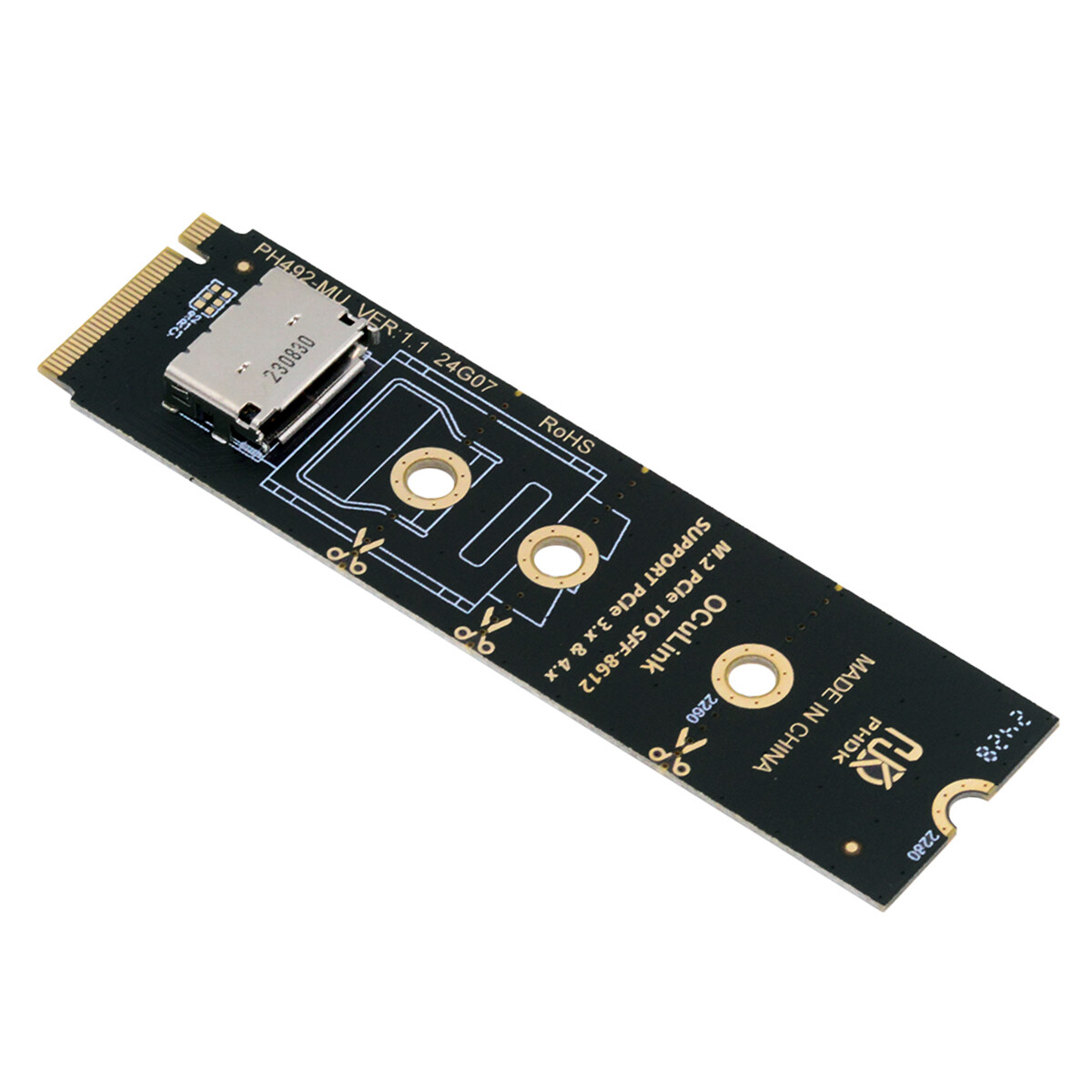 Cablecy 2280 PCI-E4.0 M.2 M-key to Oculink SFF-8612 SFF-8611 Vertical Adapter