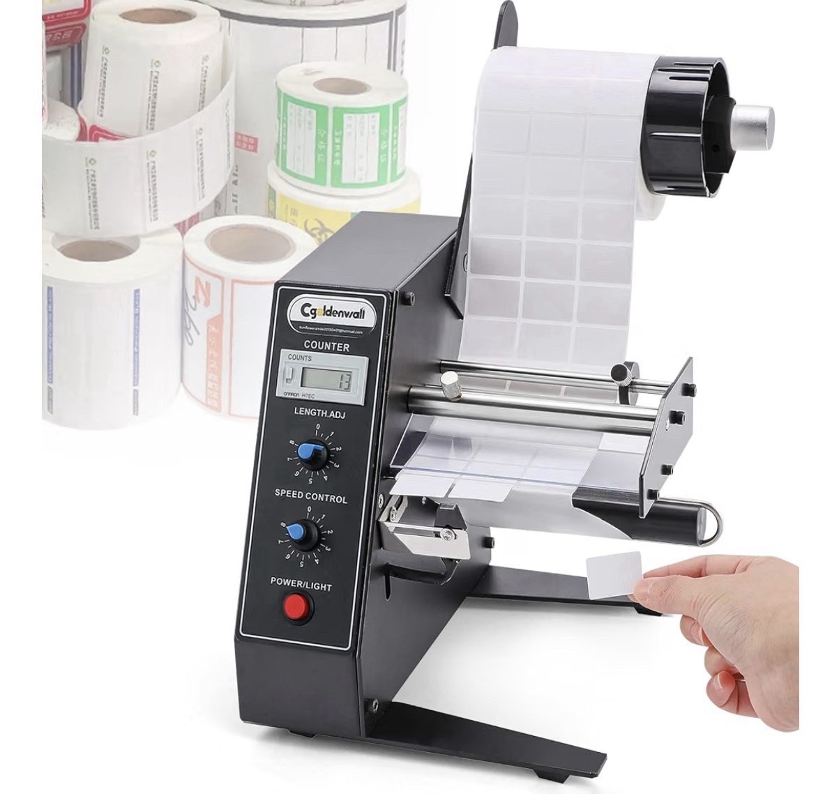 CGOLDENWALL Automatic Label Dispenser Sticker Roll 1-8m/min