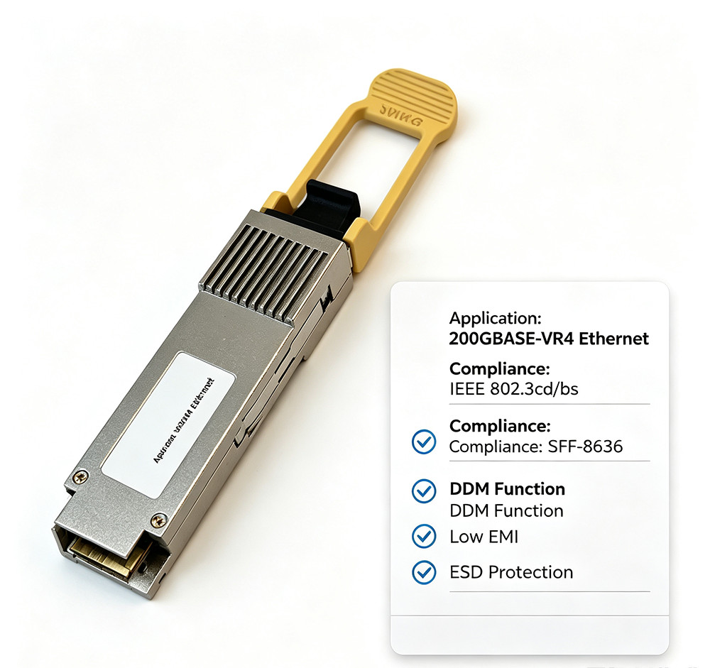 New QSFP56 200Gb/s VR4 Optical Transceiver Multi‑Mode 100m MMF Module