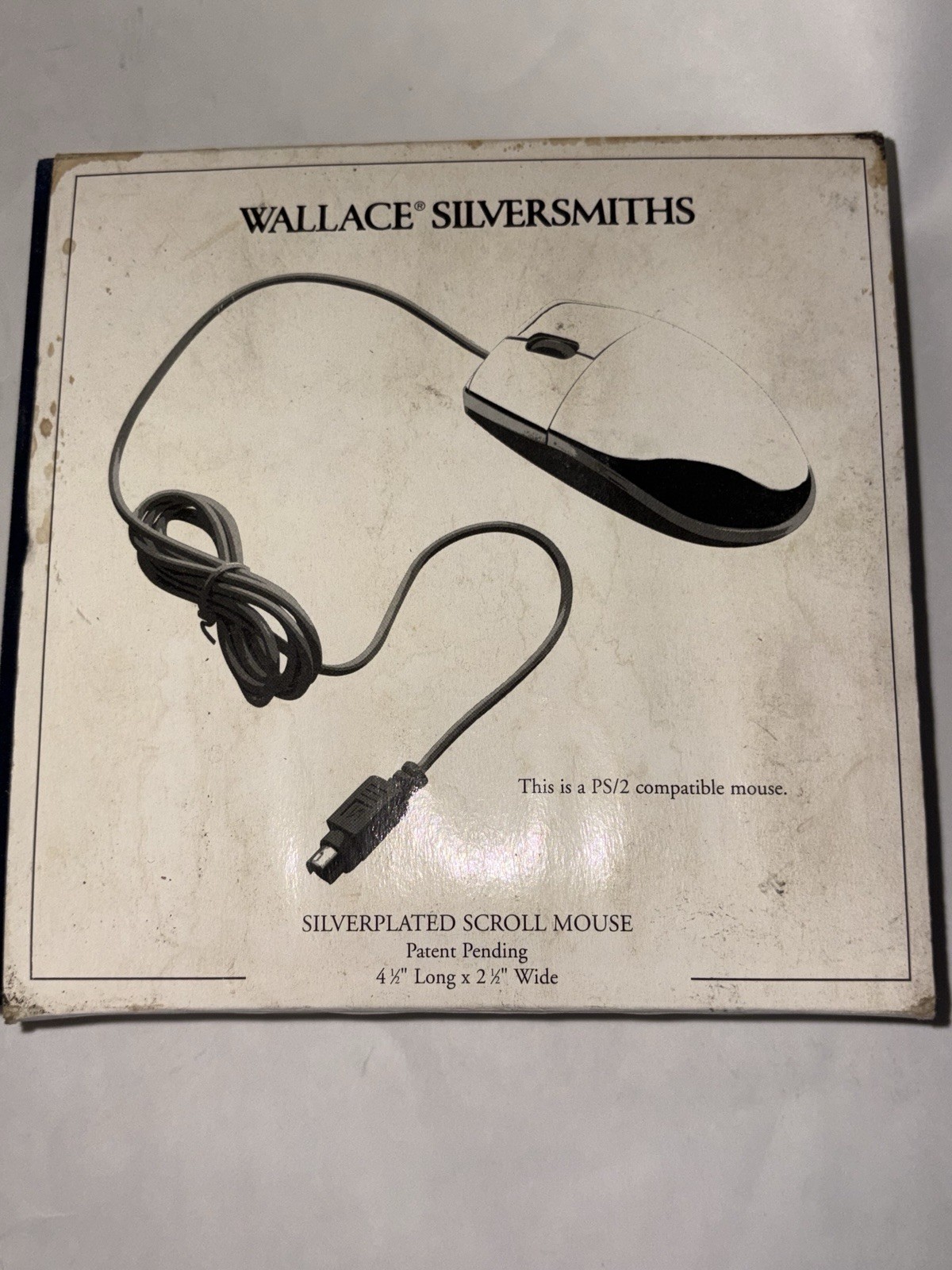 Vintage Wallace Silversmiths Silverplated PS/2 Scroll Mouse W701102 Box/Pad NOS