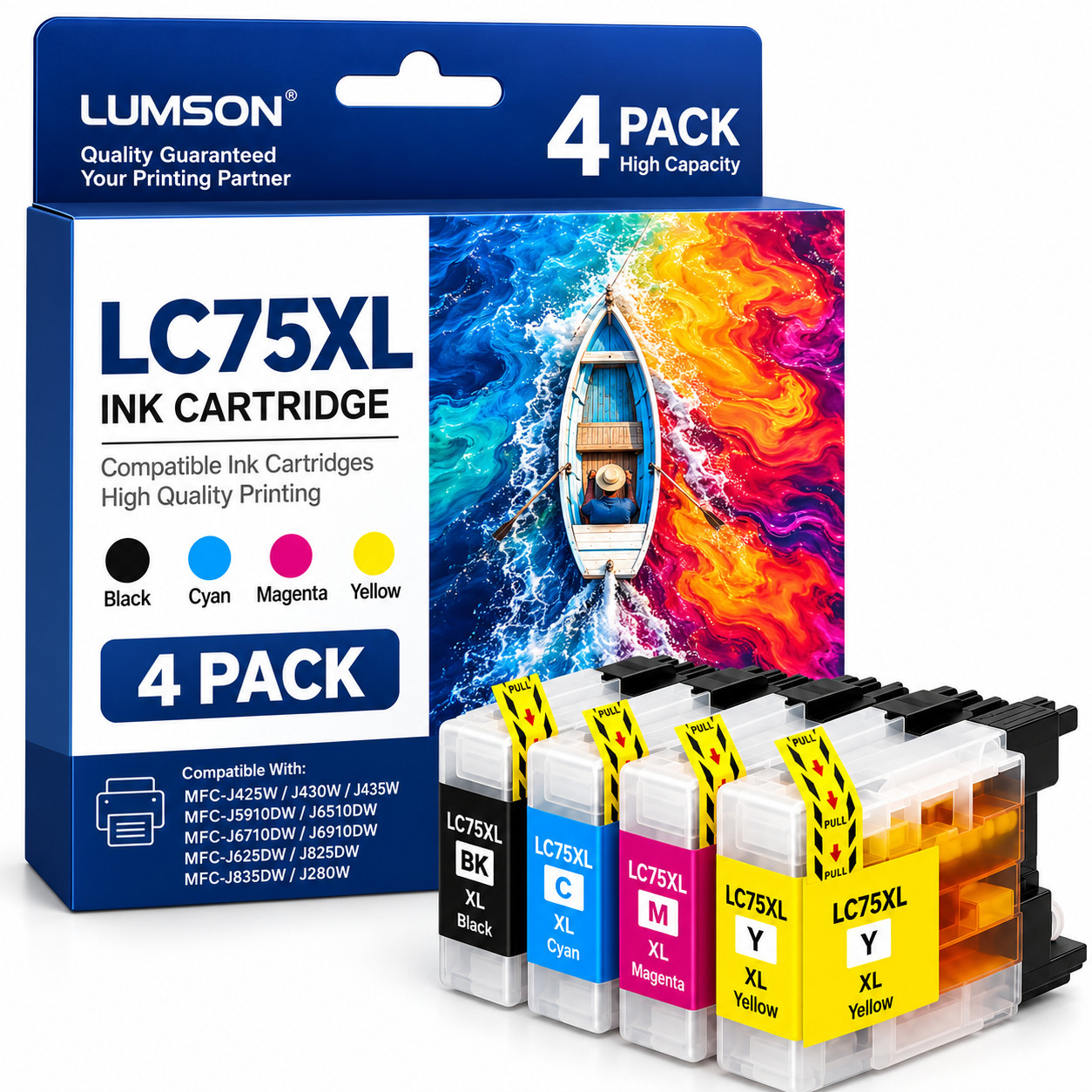 LC75XL High Yield 4Pack Ink Cartridge Compatible For LC75 LC71 LC79 XL MFC-J425W