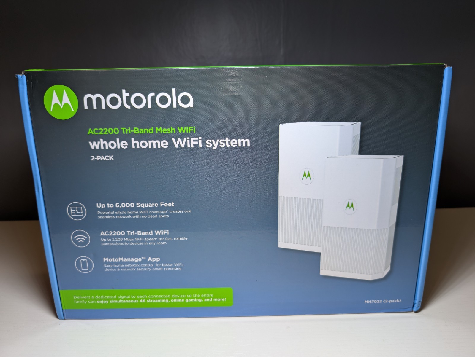 Motorola AC2200 Tri-Band Mesh WiFi System 2 Pack Whole Home Router 6000 SqFt New