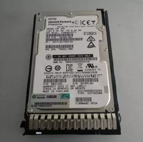 FIT FOR HPE 759212-B21 759548-001 HP 600GB 12Gb/s 15K SFF 2.5"SAS SC HARD DRIVE