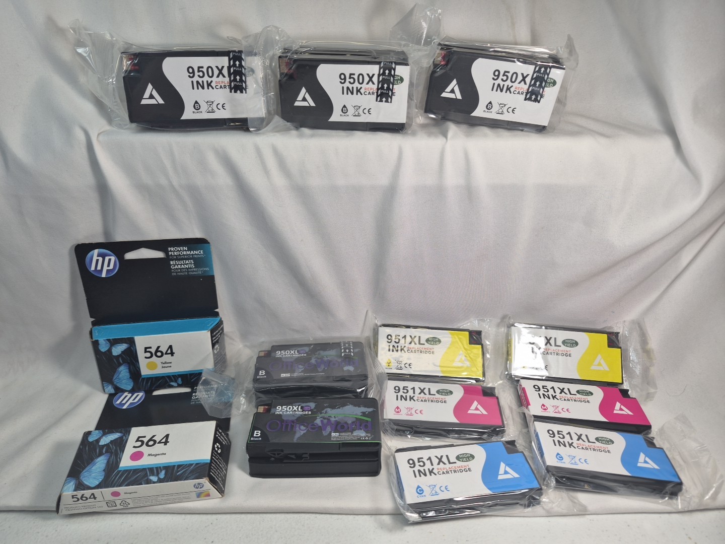 13pk INK CARTRIDGES HP #564 OFFICE WORLD #950XL #951XL YELLOW CYAN MAGENTA BLACK