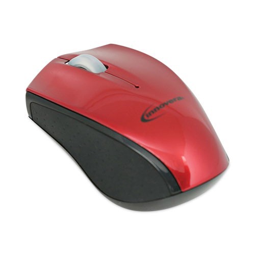 Innovera 62204 Mini Wireless Optical Mouse, 2.4GHz, 30ft Range, Red/Black