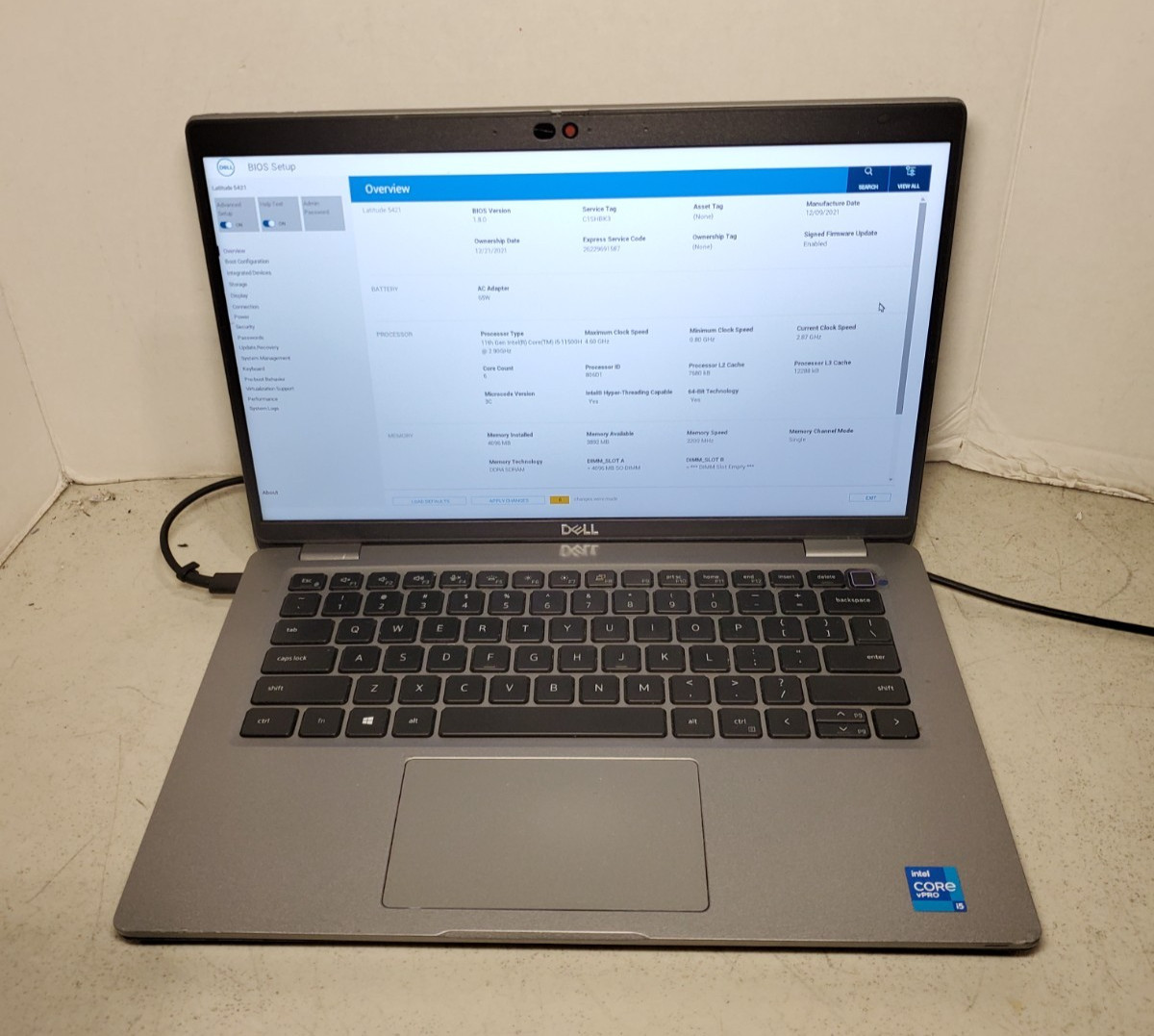 Dell 14" Latitude 5421 i5-11500H 2.9GHz 4GB RAM No SSD/OS/BATTERY #69