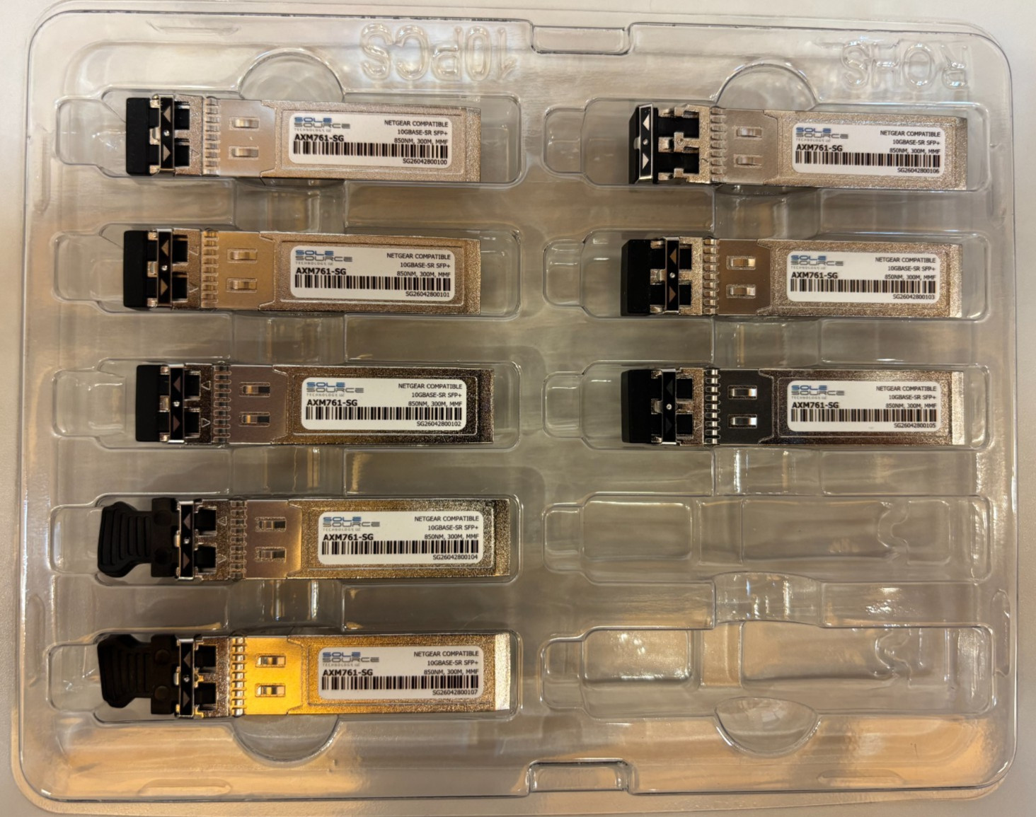 NETGEAR AXM761 Compatible 10GBASE-SR SFP+ Transceiver (LOT OF 8)