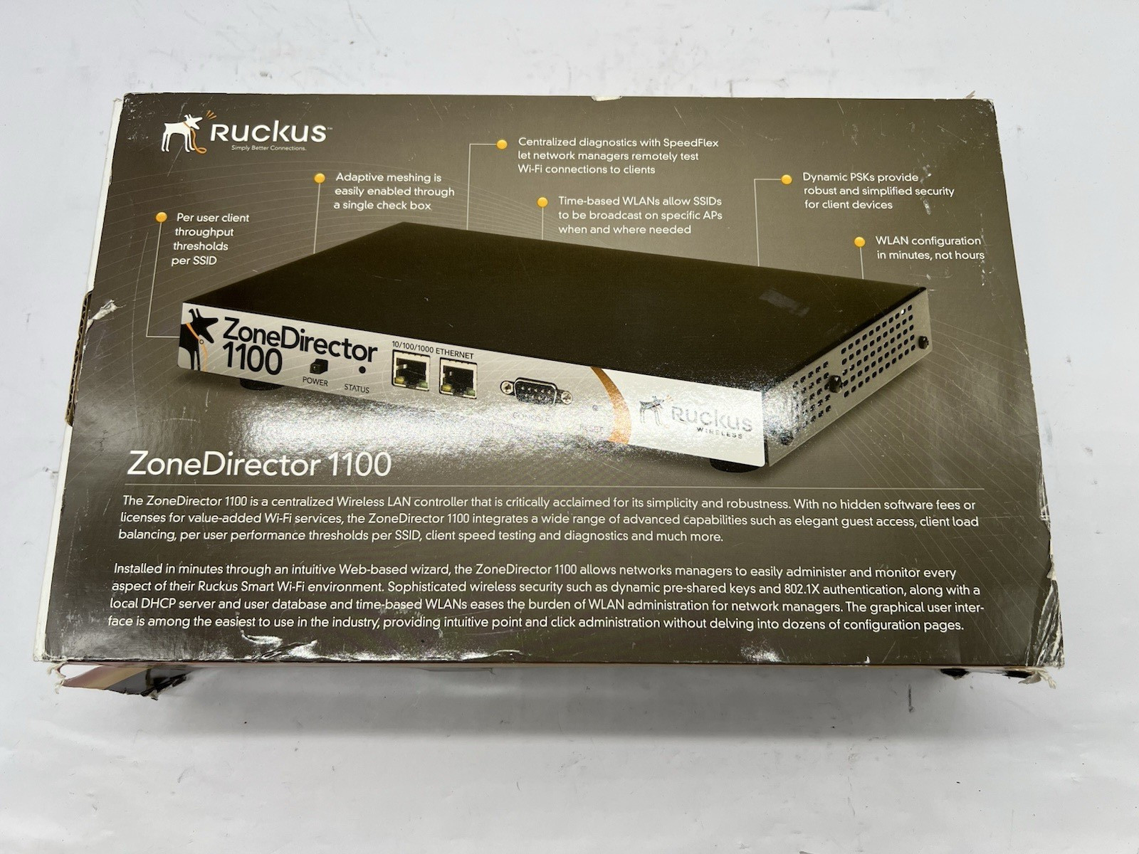 Ruckus Zone Director 1100 ZD1100 Networking Controller w AC adapter/Ears