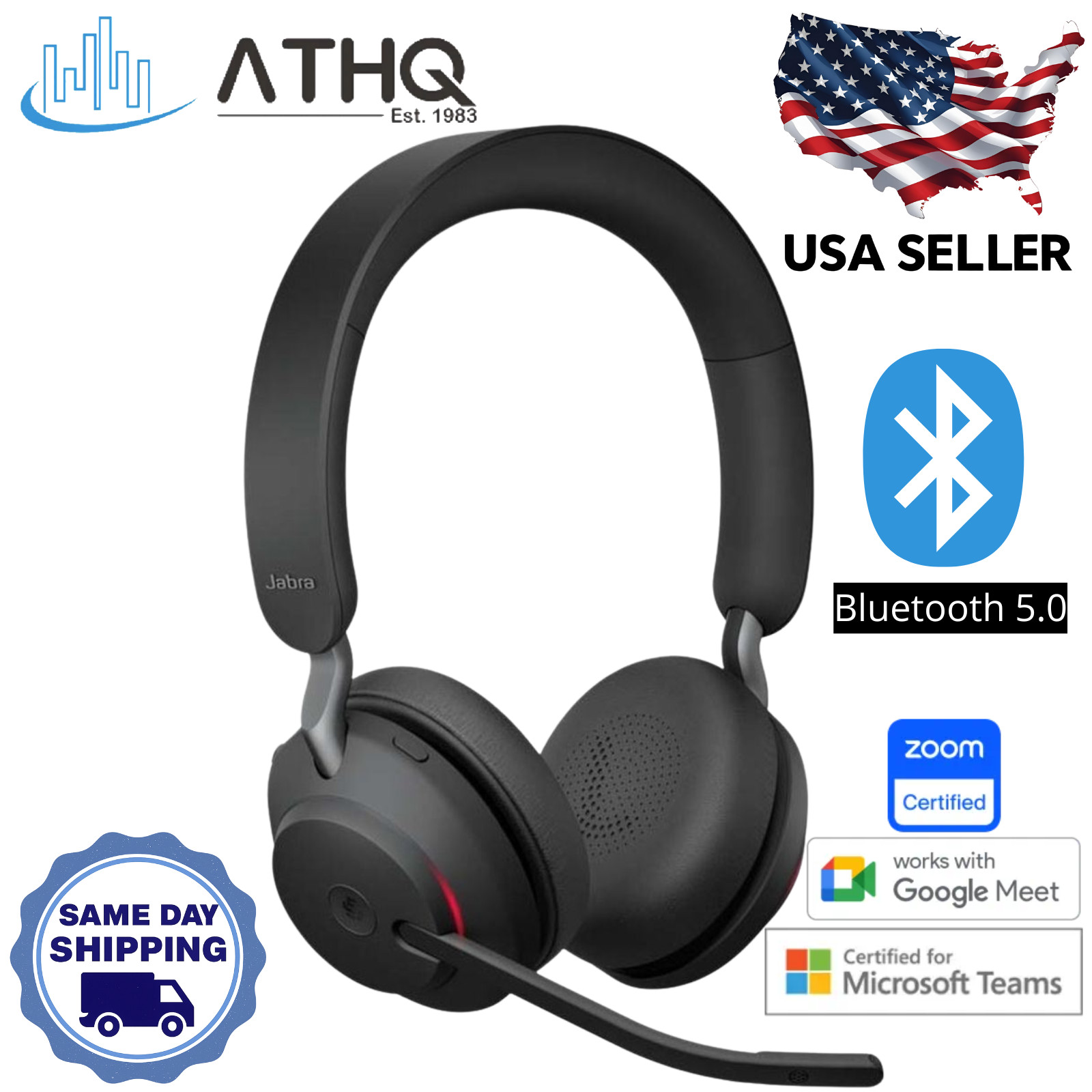 Jabra Evolve2 65 MS Stereo Wireless Headset Microsoft Teams Certified Black NEW
