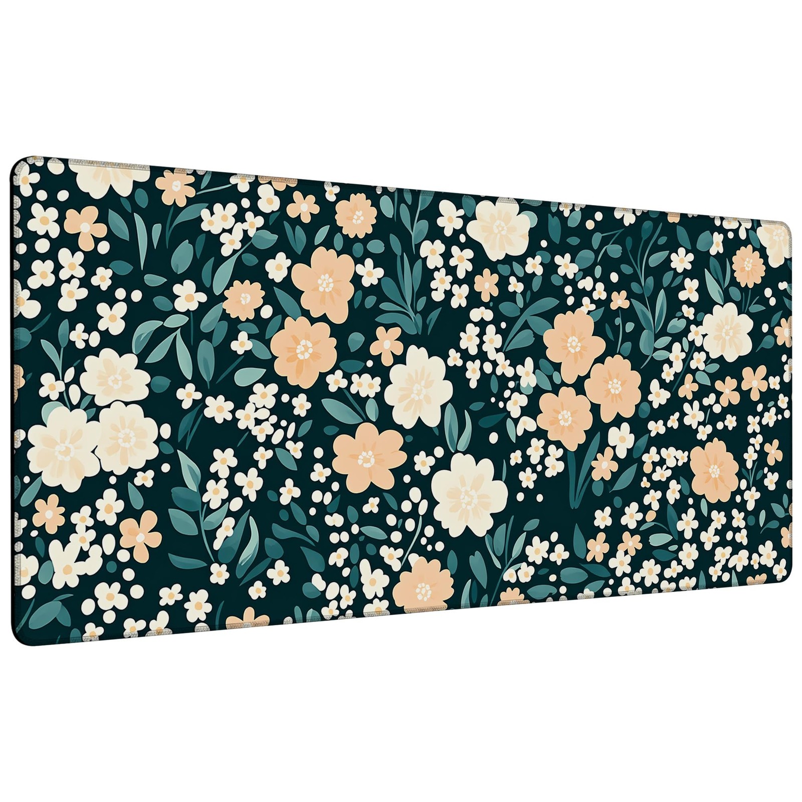 Vintage Floral Large Extended Gaming Mouse Pad with Stitched Edges,35.4 x 15....