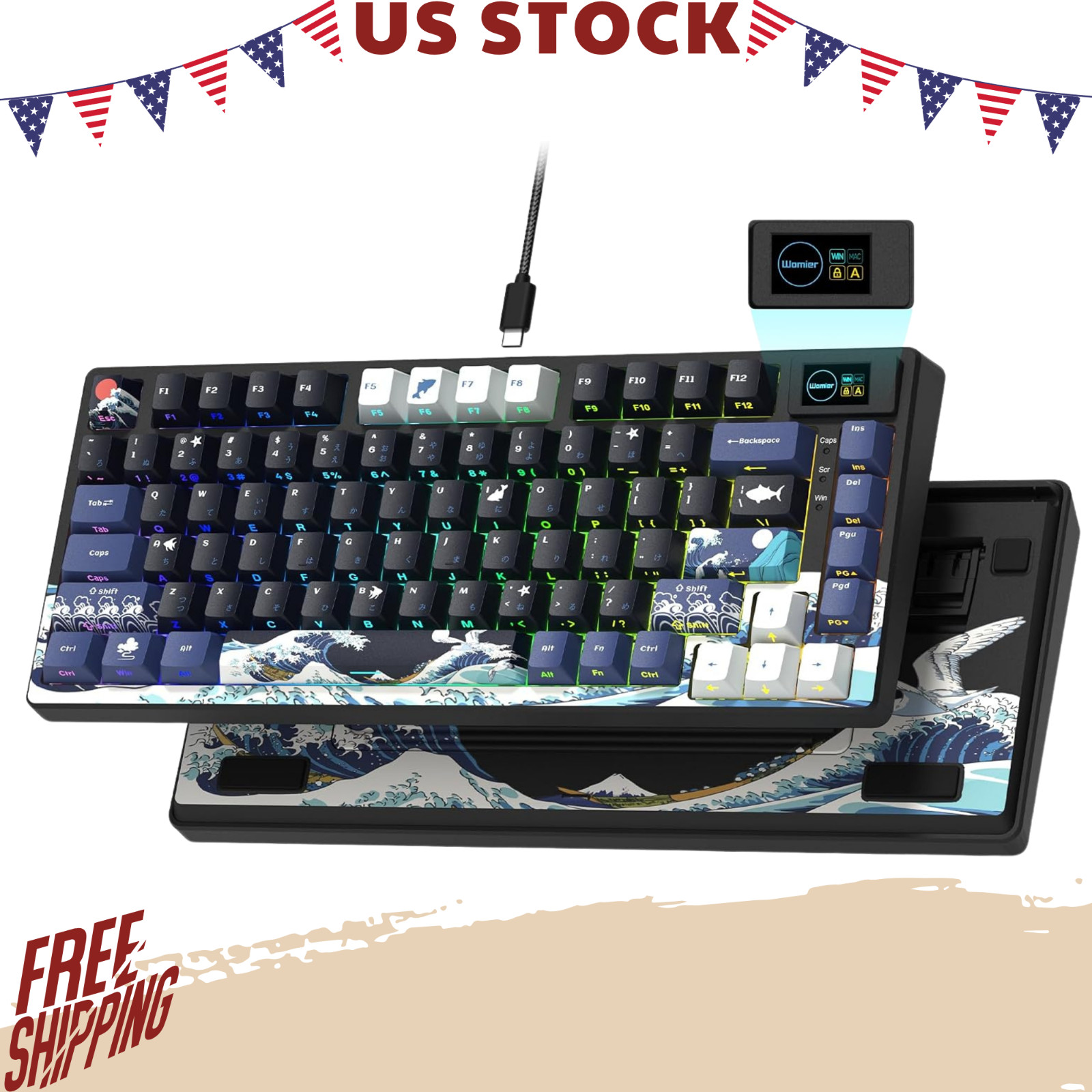 NEW SK80 75% Mechanical Gaming Keyboard RGB Hot Swappable Black