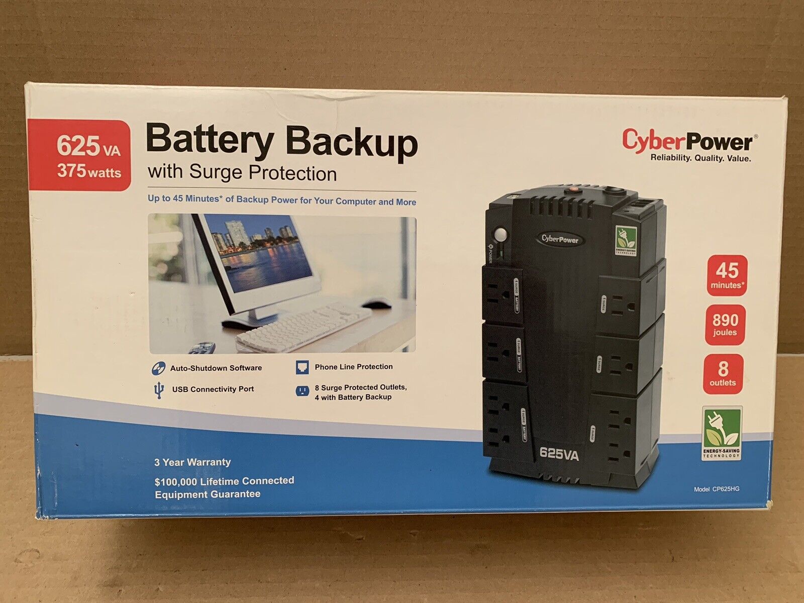 NEW OPEN BOX Cyber Power GreenPower UPS Battery Backup Model Surge Protection