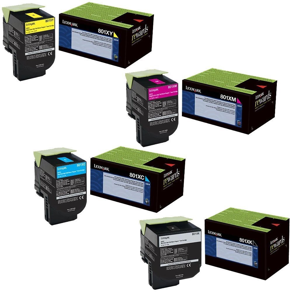 Genuine Lexmark 80C1XC0, 80C1XK0, 80C1XM0, 80C1XY0 Toner Set We Ship Fast