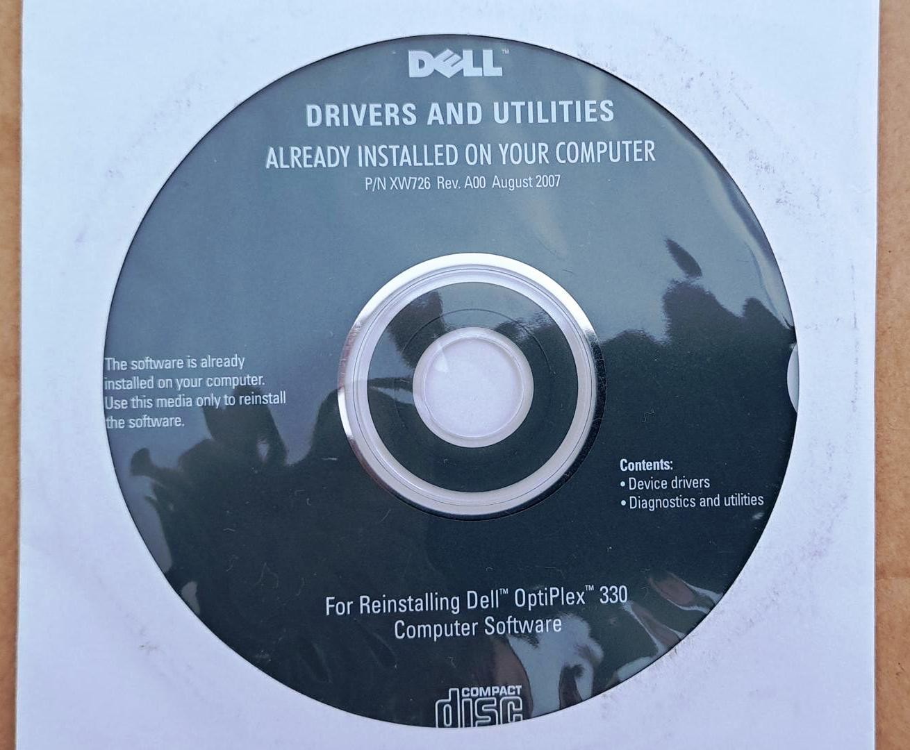 Dell OptiPlex 330 Drivers & Utilities CD PowerDVD 7.0 w/ License