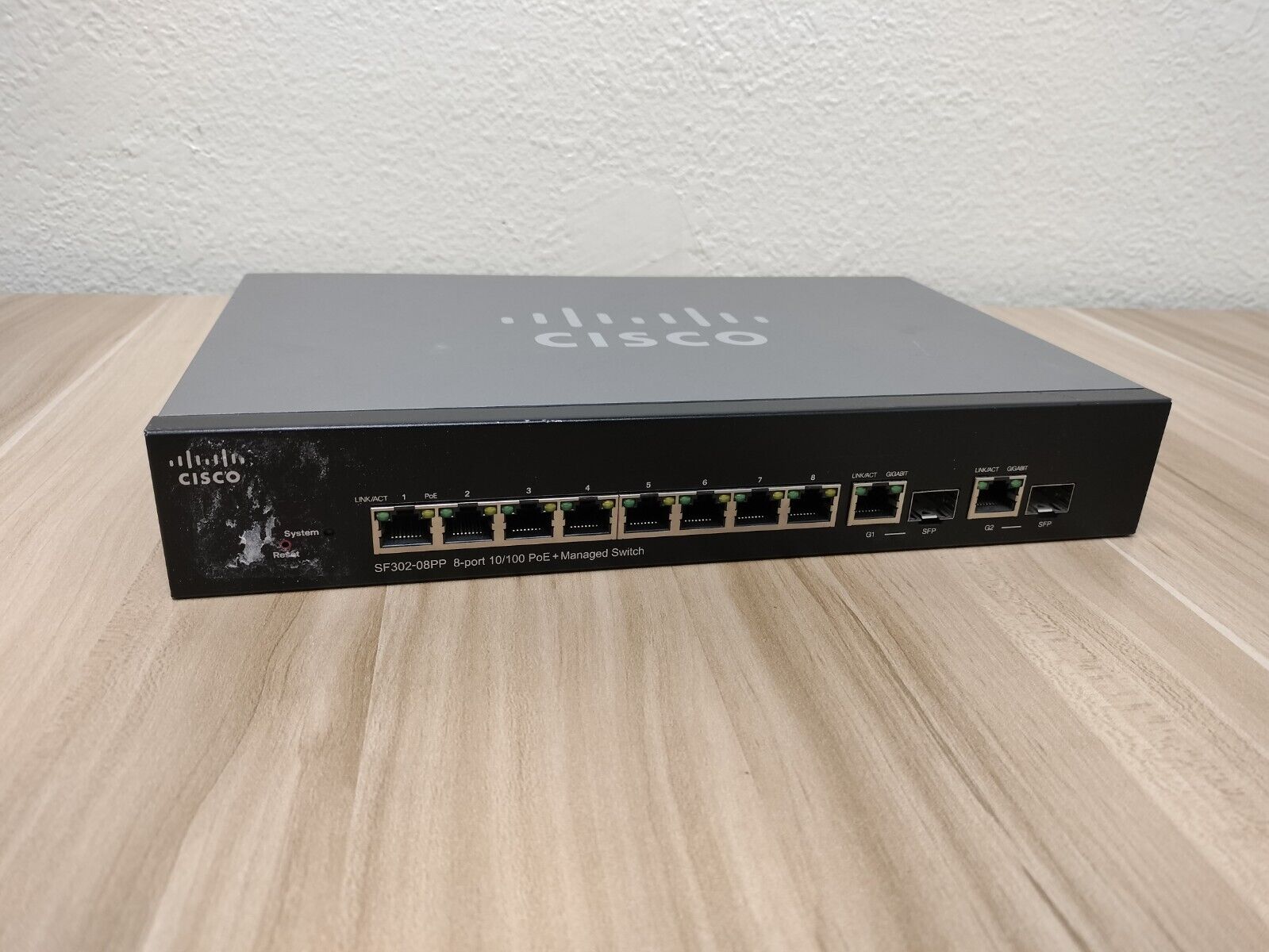 Cisco SF302-08PP-K9 V03 8-Port 10/100 PoE + Managed Switch *NO ADAPTER*