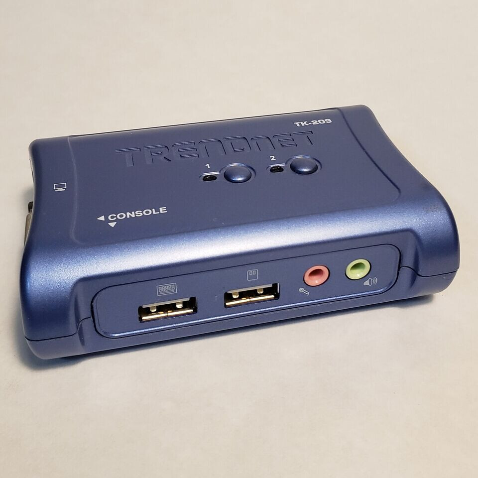 TRENDnet TK-209 Blue 2-Port USB Hot-Plug High Resolution VGA Audio KVM Switch