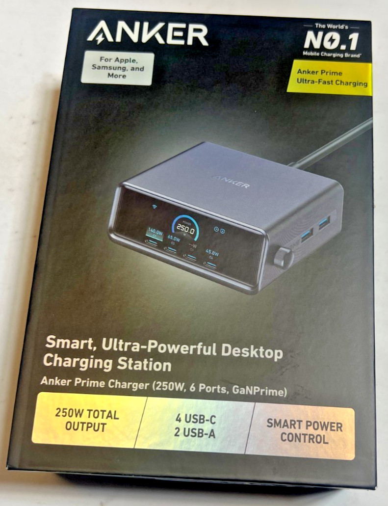 Anker Prime Charger 250W, 6 ports, GaNPrime Desktop Charger A2345 - 
