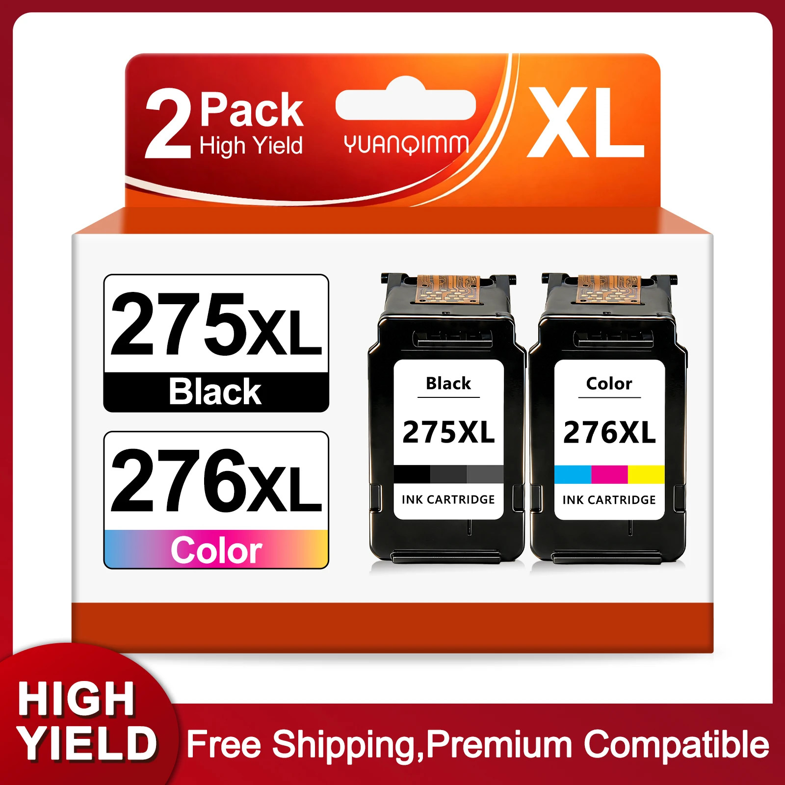 2 Pack 275XL 276XL Ink Cartridges For Canon PIXMA TS3520 TS3720 TR4720 TS3722
